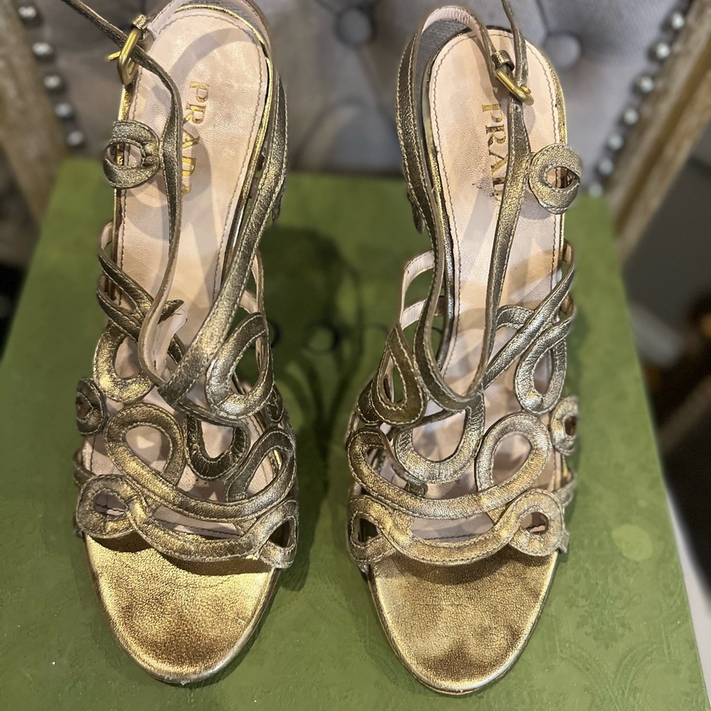 Vintage Prada Gold Women's Sandals